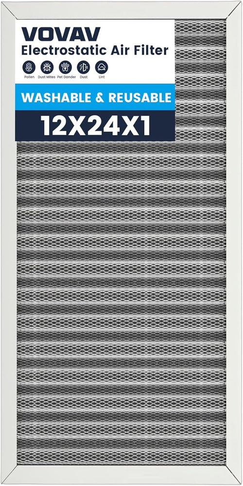 12x24x1 Air Filter-MERV 8, Washable & Reusable Electrostatic Air Filter by VOVAV