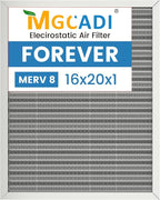 16x20x1 HVAC Furnace Air Filter, Lasts a Lifetime, Merv 8, the Last HVAC Filter by MGCADI