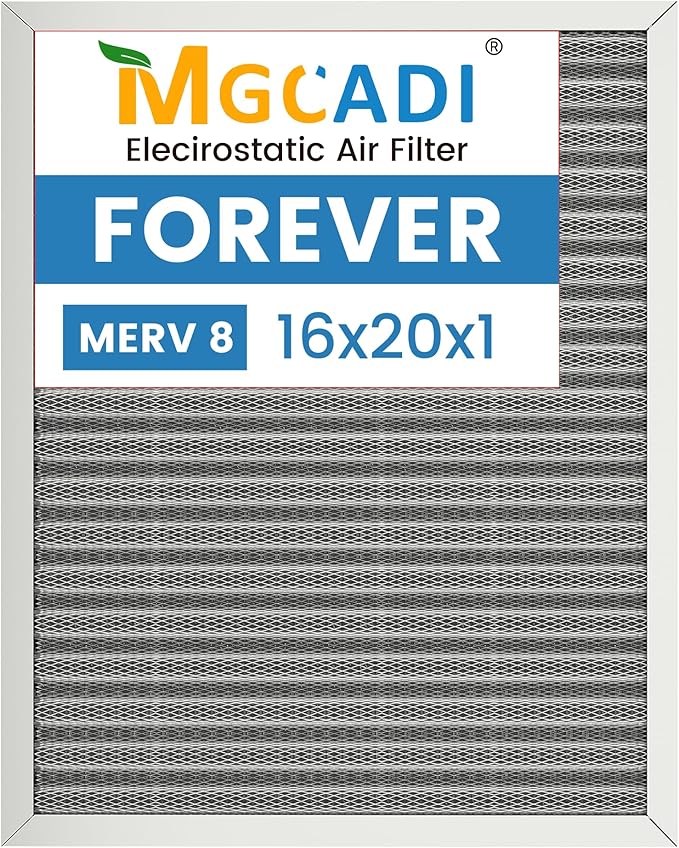16x20x1 HVAC Furnace Air Filter, Lasts a Lifetime, Merv 8, the Last HVAC Filter by MGCADI