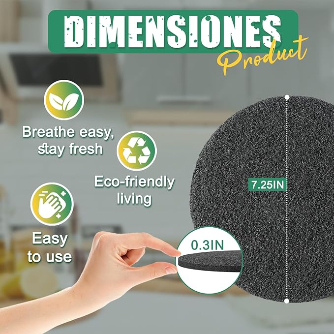 7.25 Inch Charcoal Filters for 10 Pack Kitchen Countertop Compost Bins - Image 2