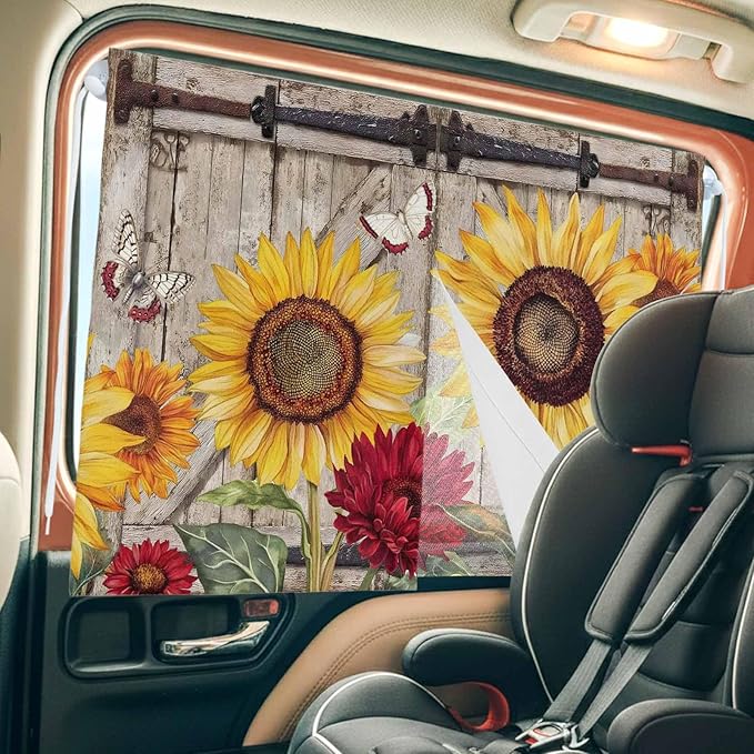 Sunflowers Magnetic Double Layer Car Window Shades, Side Window Curtains - Image 8