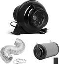 iPower 4 Inch 195 CFM Inline Fan, Air Carbon Filter and 8 Feet Ducting by iPower