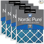Nordic Pure 25x25x1 Pleated Air Filters MERV 7 Plus Carbon 4 Pack by NordicPure
