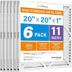 LotFancy 20x20x1 Air Filter MERV 11 6-Pack, Electrostatic Pleated AC Furnace by LotFancy