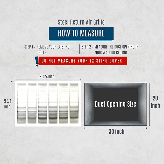 Fits 30x20 Duct Opening | Steel Return Air Grille by Handua | Vent Cover Grill - Image 3