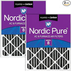 Nordic Pure 16x25x4 Pleated Plus Carbon Air Filters MERV 8 2 Pack by NordicPure