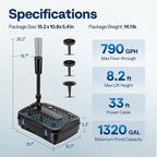 VIVOHOME All-in-One Pond Filter Fountain System Kits, 790 GPH Submersible Water - Image 7