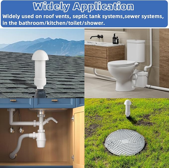 1.5 Inch Vent Stack Pipe Filter, Septic Tank Filter Vent Sewer Vents Cap - Image 4