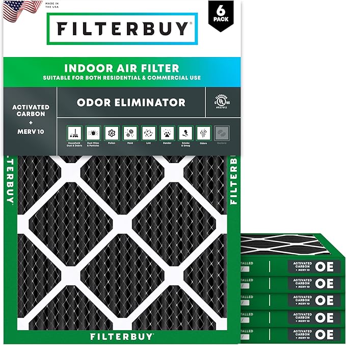 Filterbuy 16x18x1 Air Filter MERV 10 Odor & Allergy Defense by Filterbuy