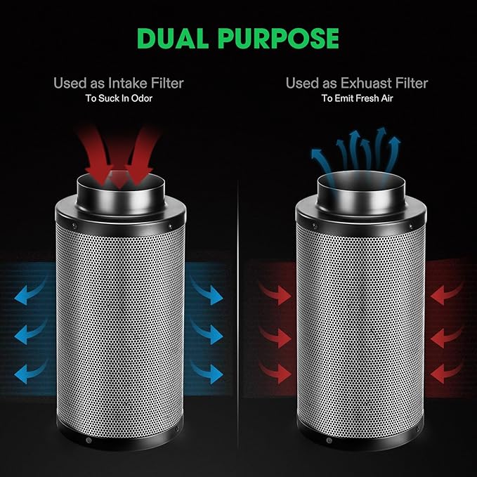 VIVOSUN 4'' Air Carbon Filter Smelliness Control and 4'' 8 Feet Black - Image 4