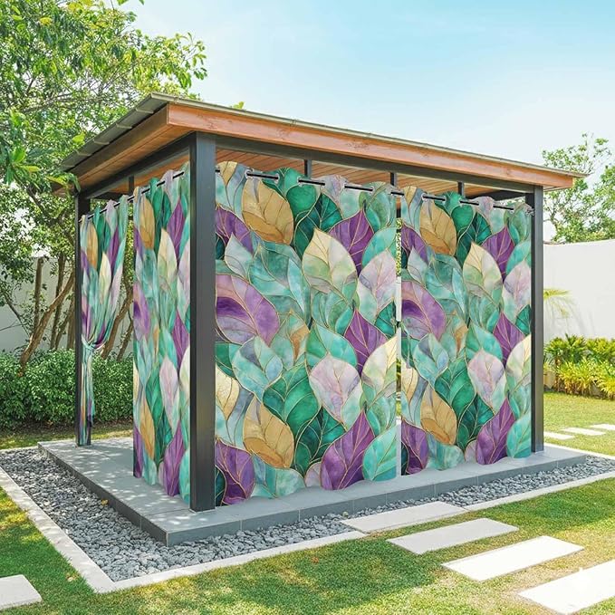 Leaves Outdoor Curtains for Patio Gorgeous Leaf Abstract Spring Waterproof by Unknown