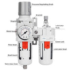 NANPU 1/2" NPT Compressed Air Filter Regulator Lubricator Combo Water/Oil Trap - Image 2