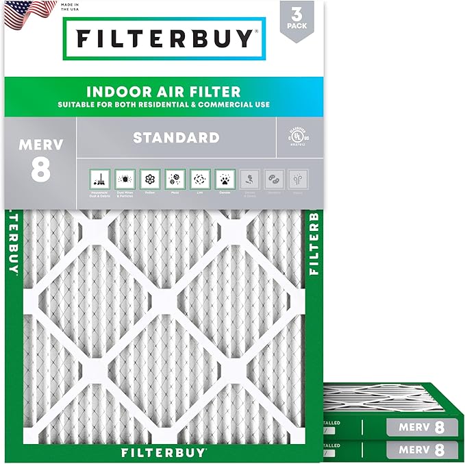 Filterbuy 24x28x1 Air Filter MERV 8 Essential Dust & Allergy Defense, by Filterbuy