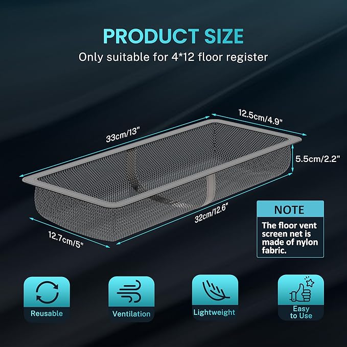 4 Pack Floor Register Cover Trap, HG Power 4 x 12 Inch Floor Vent Screen Net - Image 2