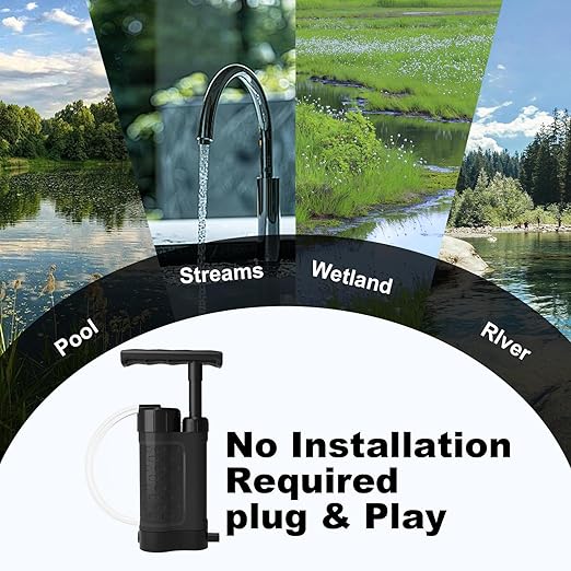 Portable Water Filter Pump, 0.01 Micron Manual Survival Water Purifier - Image 8