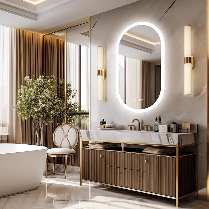 LUVODI Lighted LED Bathroom Mirror: 32x20IN Oval Wall Mounted Vanity Mirror - Image 2