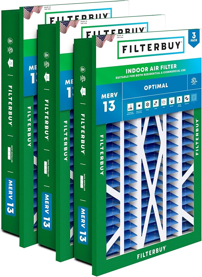 Filterbuy 16x25x5 Air Filter MERV 13 Optimal Smoke & Allergy Defense, by Filterbuy