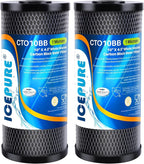 ICEPURE 10"X4.5", 1 Microns Whole House Sediment Activated Carbon Water Filter by ICEPURE