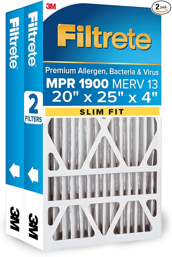 Filtrete 20x25x4 AC Furnace Air Filter, MERV 13, MPR 1900, Premium Allergen by Filtrete
