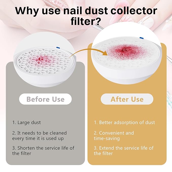 200 Sheets Nail Dust Collector Filter Paper Disposable Nail Dust Filters - Image 5