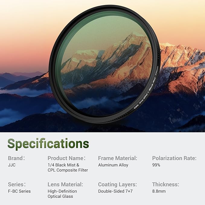 67mm Black Diffusion 1/4 & Reflectivity CPL 2 in-1 Filter - Image 7