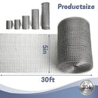 5" X 30 ft 304 Stainless Steel Mesh, Wire Mesh - Image 2