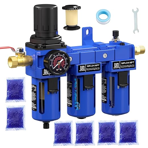 NEWPO 1/2'' NPT Compressed Air Filter Regulator Lubricator Combo by NEWPO