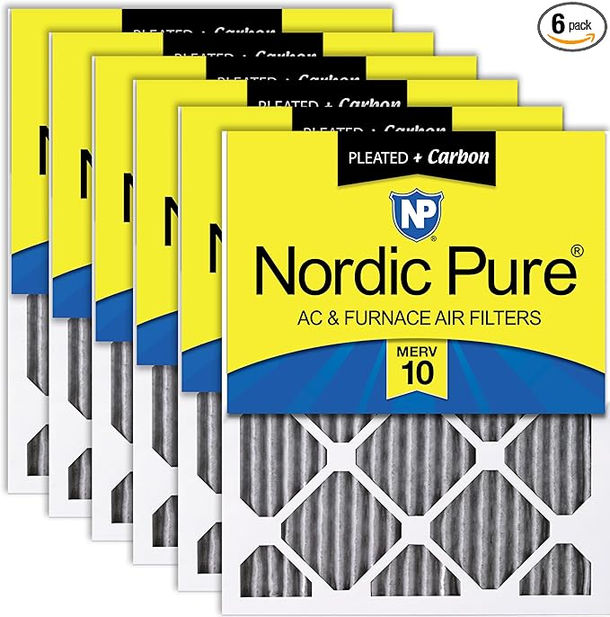 Nordic Pure 14x30x1 Furnace Air Filters MERV 10 Pleated Plus Carbon 6 Pack by NordicPure