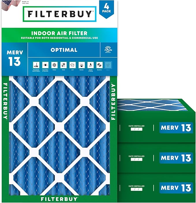 Filterbuy 20x30x4 Air Filter MERV 13 Optimal Smoke & Allergy Defense, by Filterbuy