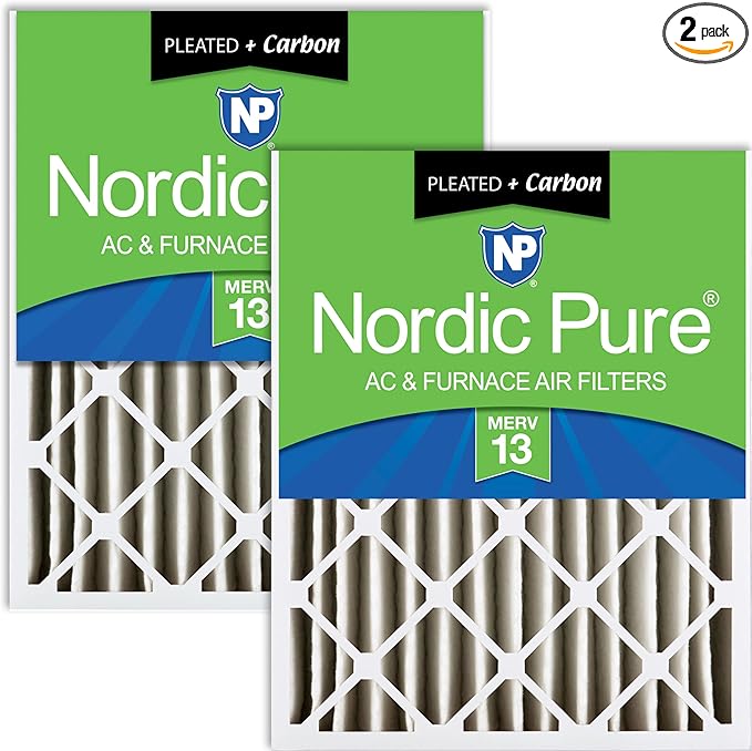 Nordic Pure 18x24x4 Pleated Air Filters MERV 13 Plus Carbon 2 Pack by NordicPure