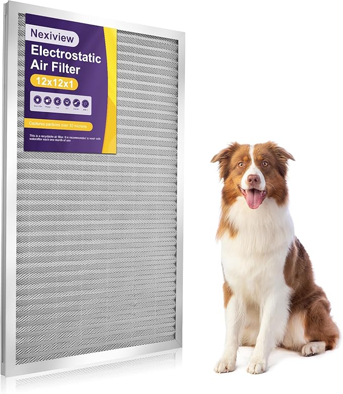 12x12x1 Furnace Filter-MERV8, Washable & Reusable Electrostatic Air Filter by Nexiview