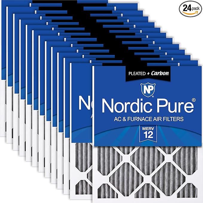 Nordic Pure 18x18x1 Furnace Air Filters MERV 12 Pleated Plus Carbon 24 Pack by NordicPure