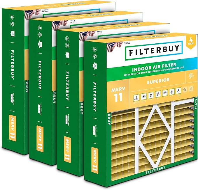 Filterbuy 20x25x5 Air Filter MERV 11 Superior Pet & Allergy Defense, Pleated by Filterbuy