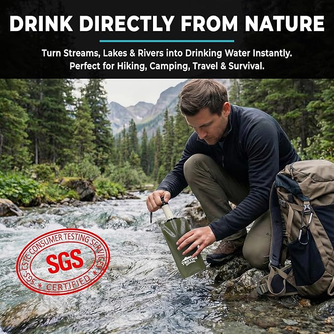 Tactiko Survival 20oz/600ml Purifying Water Bottle Filter Kit - Image 3