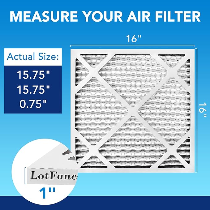 LotFancy 16x16x1 Air Filter MERV 13 6-Pack, Electrostatic Pleated HVAC Furnace - Image 2