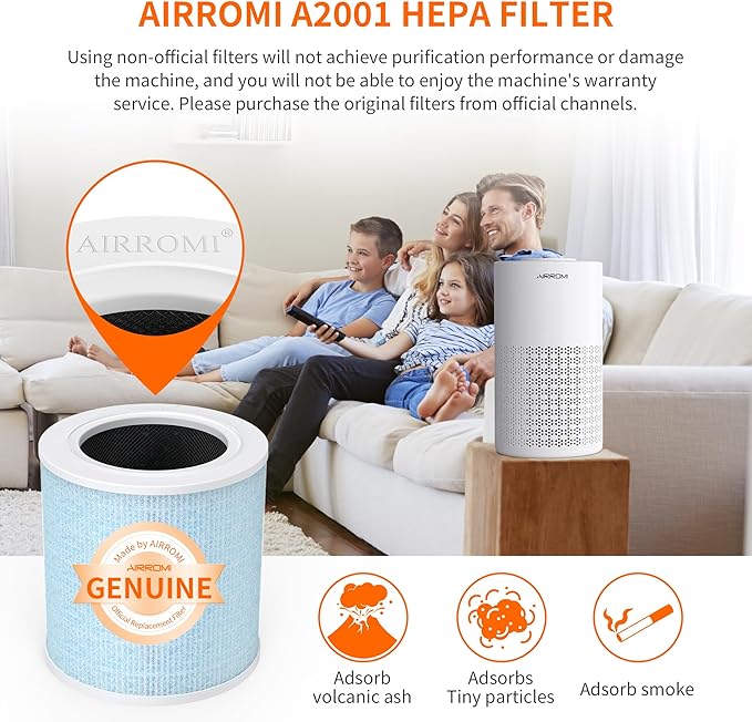 AIRROMI A2001 Efficiency Air Purifier Replacement Original 3-in-1 Filter - Image 4