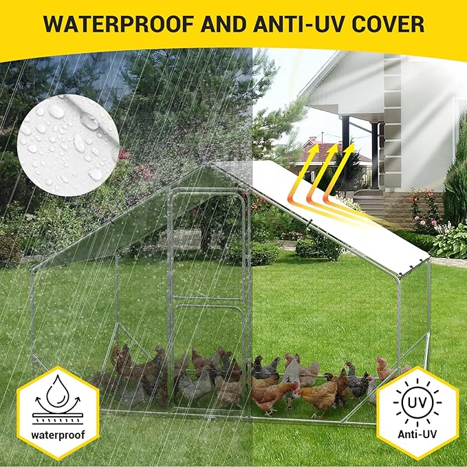 9.8X6.5x6.5FT, Large Walk in Chicken Run Pen Cage, Metal Coop Clearance - Image 3