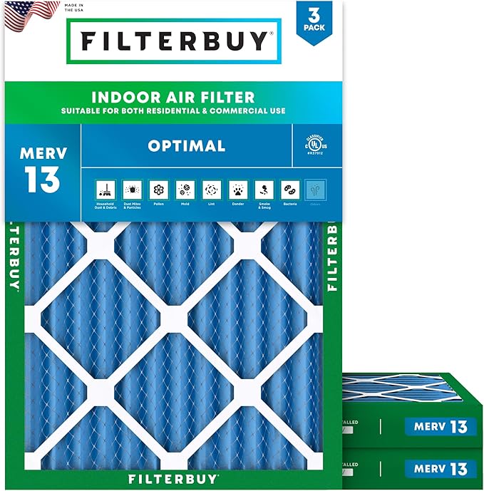 Filterbuy 14x20x2 Air Filter MERV 13 Optimal Smoke & Allergy Defense, by Filterbuy
