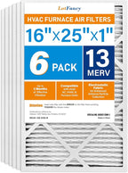 LotFancy 16x25x1 Air Filter MERV 13 6-Pack, Electrostatic Pleated HVAC Furnace by LotFancy