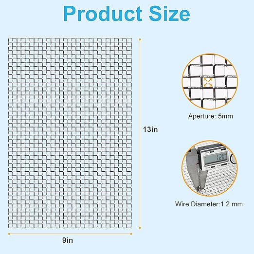 4 Pcs 13x9 5 Mesh 304 Stainless Steel Wire Mesh Sheet, Rustproof Metal Mesh - Image 4