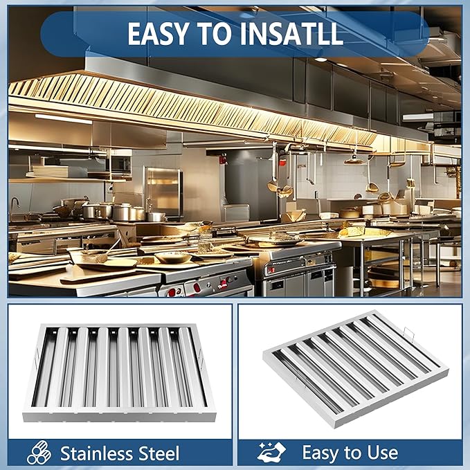 Stainless Steel Commercial Kitchen Hood Filter 24.5W x 19.5H Inch Range Hood - Image 5
