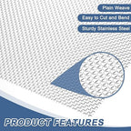 uxcell 8 Mesh 39" x 12" Woven Wire Mesh, 304 Stainless Steel Air Vent Filter - Image 3
