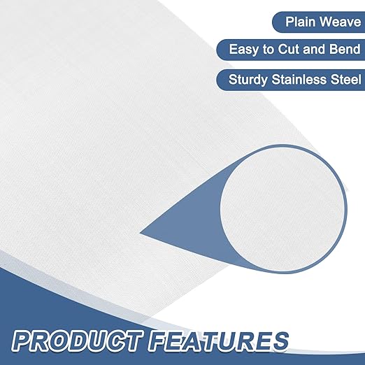 uxcell 80 Mesh 79" x 10" Woven Wire Mesh, 316 Stainless Steel Air Vent Filter - Image 3