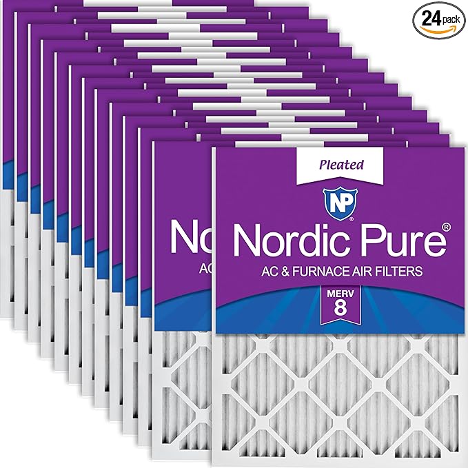 Nordic Pure 18x24x1 Pleated MERV 8 Air Filters 24 Pack by NordicPure