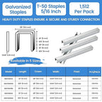 meite T-50 Staple Gun Staples, 5/16 Inch Heavy Duty Staples, Galvanized 20 - Image 2
