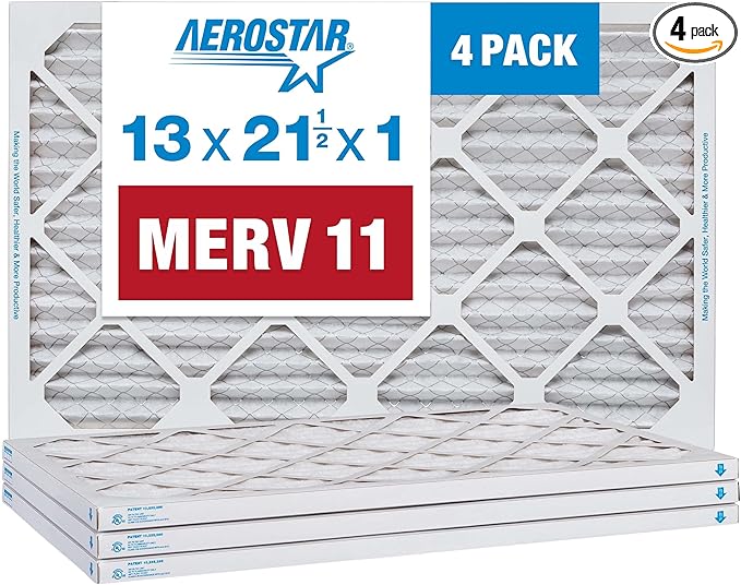 Aerostar 13x21 1/2x1 MERV 11, Pleated Air Filter, 13 x 21 1/2 x 1, Box of 4 by AirFiltersDelivered
