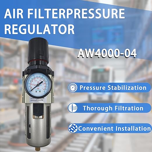 HengMinLingTong 1/2" NPT Compressed Air Filter Regulator Combo Piggyback - Image 2