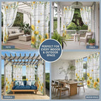 Sunflowers Outdoor Curtains for Patio Summer Floral Eucalyptus Leaf Wood Plank - Image 8