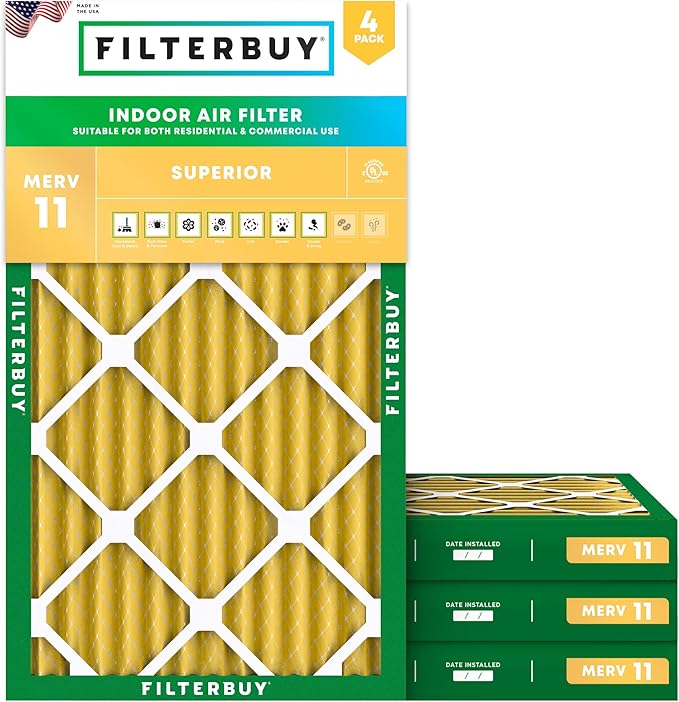 Filterbuy 12x24x2 Air Filter MERV 11 Superior Pet & Allergy Defense, by Filterbuy
