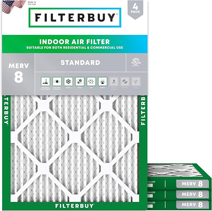 Filterbuy 10x16x1 Air Filter MERV 8 Essential Dust & Allergy Defense, by Filterbuy